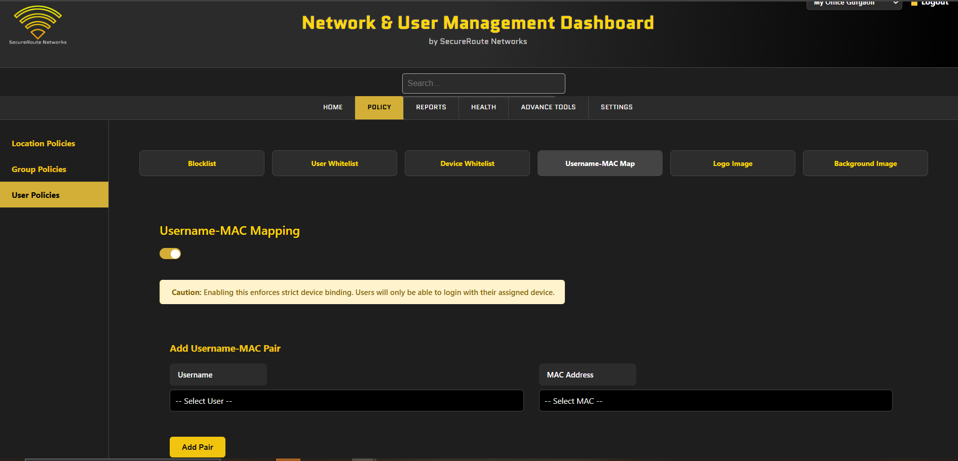 User-Device Mapping